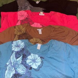 Liz & ME Lot Of 4 Floral T-Shirts